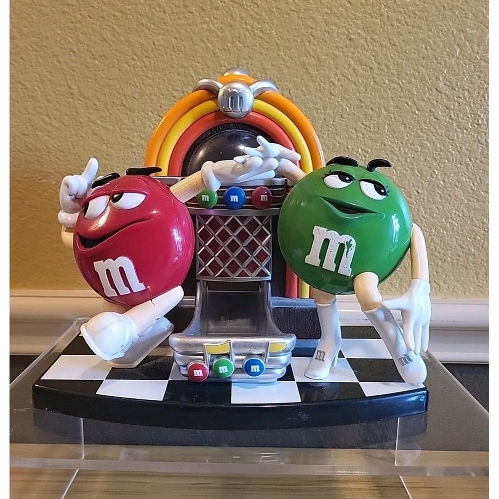M&M's Rock & Roll Jukebox Candy Dispenser With Red & Green M&Ms Pre-owned